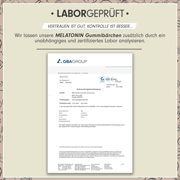 Melatonin Gummies 2x60 mit 0,5 mg bioaktivem Melatonin - leckerer Früchte-Mix-Geschmack - Optimal hochdosiert - Gummibärchen mit Melatonin - Zuckerfrei, laborgeprüft & 100% vegan - Made in Germany – Bild 5