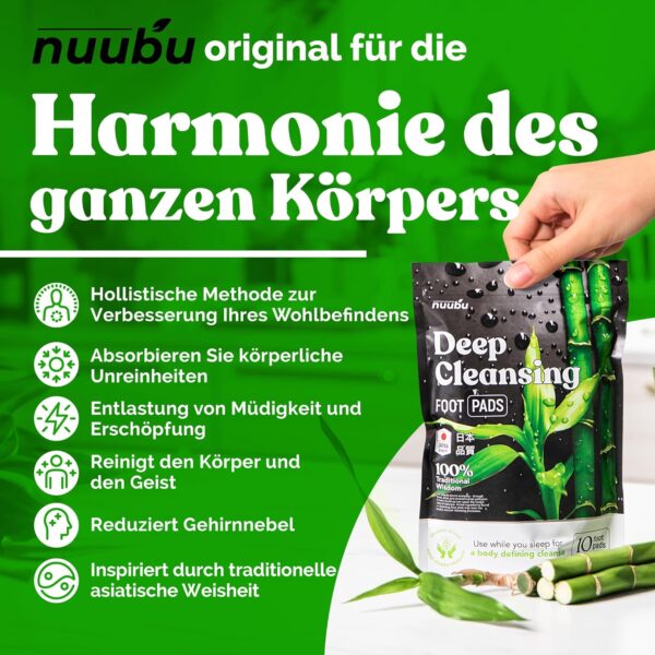 Nuubu Detox Fußpflaster (1-pack) für Stressabbau & Tiefschlaf 100% natürliche Fußpads mit Bambusessig und Ingwerpulver zur Entfernung von Giftstoffen und Reinigung des Körpers – Bild 3