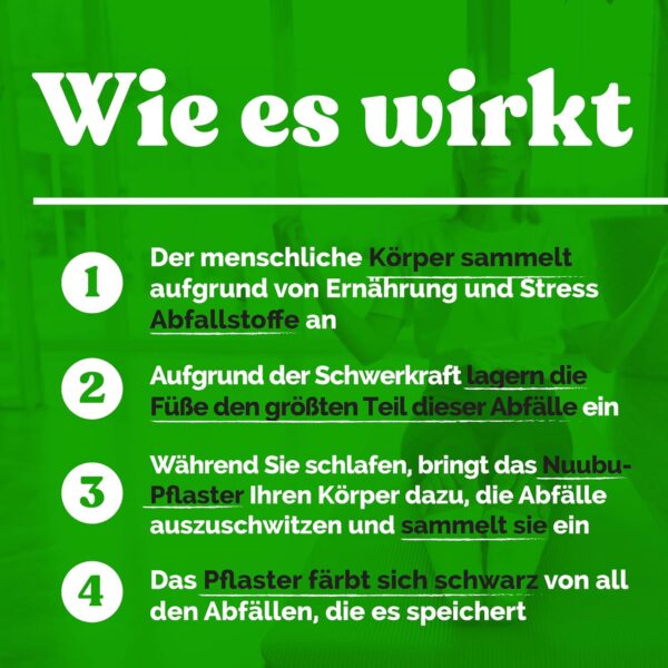 Nuubu Detox Fußpflaster (1-pack) für Stressabbau & Tiefschlaf 100% natürliche Fußpads mit Bambusessig und Ingwerpulver zur Entfernung von Giftstoffen und Reinigung des Körpers – Bild 4