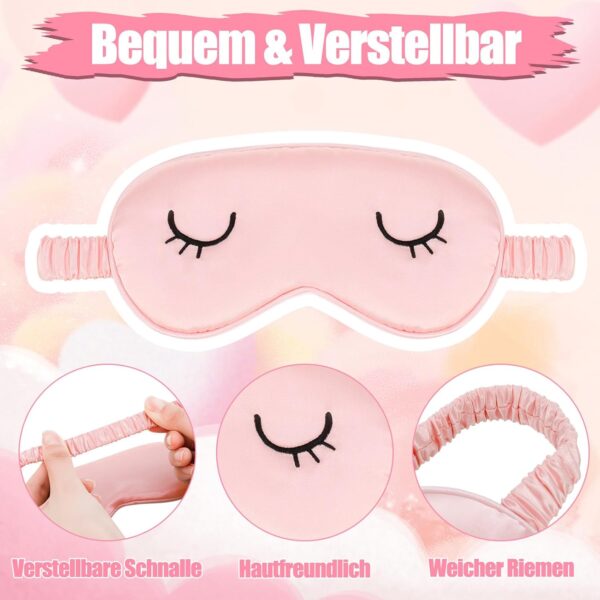 2 Stücke Schlafmaske Seide Kinder Augenmaske Schlafmaske Sleeping Mask, Schlafbrille Damen Schlafmaske Frauen Herren Weiche Licht Blockierende Nachtmaske Mit Aufbewahrungstasche(Schwarz Rosa) – Bild 2