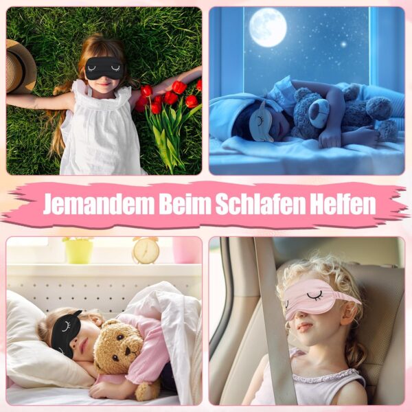 2 Stücke Schlafmaske Seide Kinder Augenmaske Schlafmaske Sleeping Mask, Schlafbrille Damen Schlafmaske Frauen Herren Weiche Licht Blockierende Nachtmaske Mit Aufbewahrungstasche(Schwarz Rosa) – Bild 4