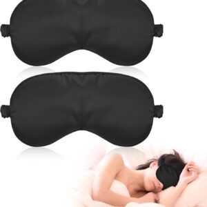 Molain 2 Stück Seidene Schlafmaske Damen, Weiche Seide Schlafmaske Augenmaske mit verstellbarem Riemen Sleep Mask Lichtblockierende Schlafbrille für Pause Reisen, blockiert Licht