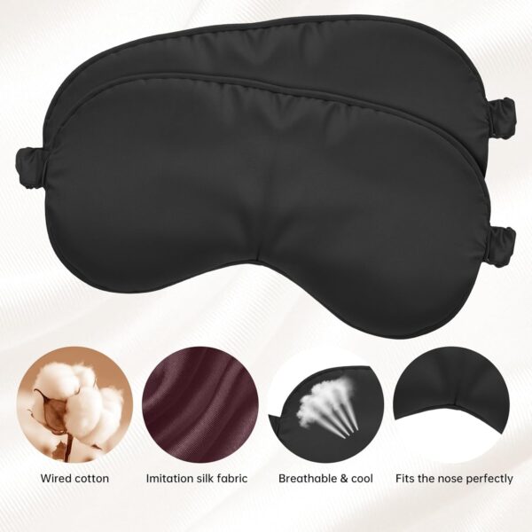 Molain 2 Stück Seidene Schlafmaske Damen, Weiche Seide Schlafmaske Augenmaske mit verstellbarem Riemen Sleep Mask Lichtblockierende Schlafbrille für Pause Reisen, blockiert Licht – Bild 4