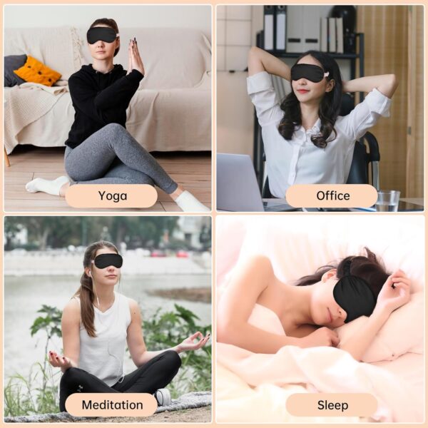 Molain 2 Stück Seidene Schlafmaske Damen, Weiche Seide Schlafmaske Augenmaske mit verstellbarem Riemen Sleep Mask Lichtblockierende Schlafbrille für Pause Reisen, blockiert Licht – Bild 7