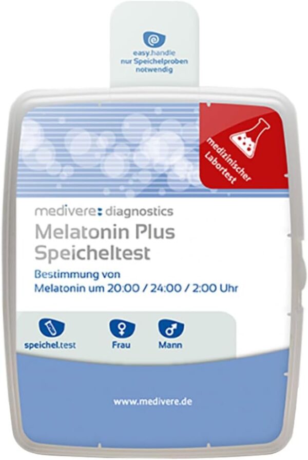 medivere Melatonin Plus Speicheltest - Bestimmung von Melatonin durch 3 Probenauswertungen um 20:00/00:00/2:00 Uhr