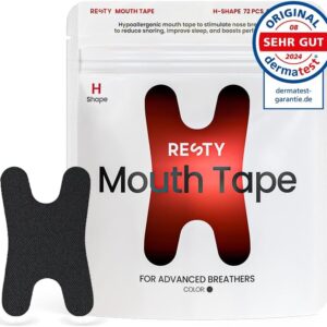 Resty® Advanced H-Shape - 72x Mundpflaster gegen Schnarchen und besser schlafen - Mouth Tape für Nasenatmung und bessere Sauerstoffversorgung des Blutes - anti schnarch - auch für Bartträger