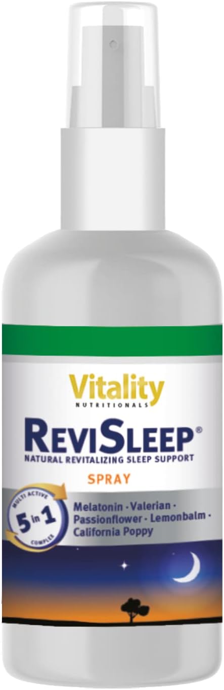 Melatonin Hochdosiert I Melatonin Spray Vegan & Alkoholfrei mit Baldrian, Melisse, Vitamin B6, Vitamin B1 I ReviSleep Spray Vitality Nutritionals by VitaminExpress