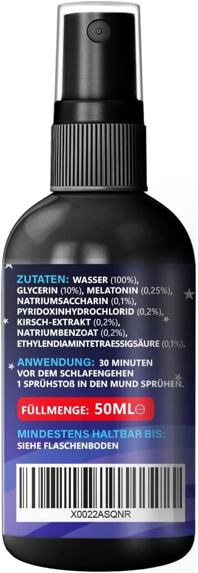 NEU: Saint Nutrition® Melatonin Spray mit 0,5 mg pro Sprühstoß - Einschlafhilfe hochdosiert für Frauen und Männer, Schlafspray mit Kirschgeschmack für die Nacht - ohne Alkohol, 50ml – Bild 2