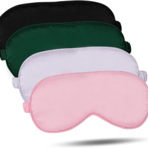 supregear Seiden Schlafmasken, Bequeme Nachtschlaf Seiden Augenmaske Satin Augenabdeckung mit Gummiband für Yoga Reisen Nickerchen Frauen Männer, 4er-Pack, Farblich Sortiert