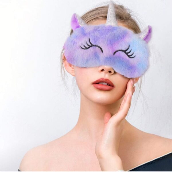 Schlafmaske Kinder, Ultraweich Schlafmaske Kinder Mädchen 3D Süße Tiere Schlafbrille Kinder für Mädchen Jungen Damen Nickerchen Reisen (Lila,Einhorn) – Bild 4