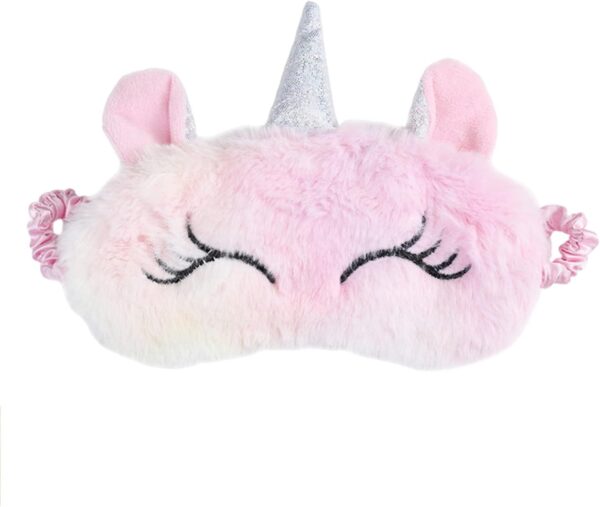 Reisen Atmungsaktive Augenmaske Plüsch Einhorn Schlafmaske Cartoon Augenmaske Zum Schlafen für Kinder Erwachsene Frauen Hellrosa