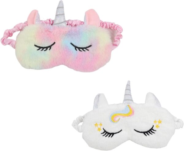 Dinghaole 2 Stück Schlafmaske Kinder Mädchen, Kinder-Augenmaske, Schlafmasken Einhorn, Schlafmasken Set für Kinder, Jungen, Mädchen, zum Schlafen, Mittagspause, Reisen, Pyjama-Party