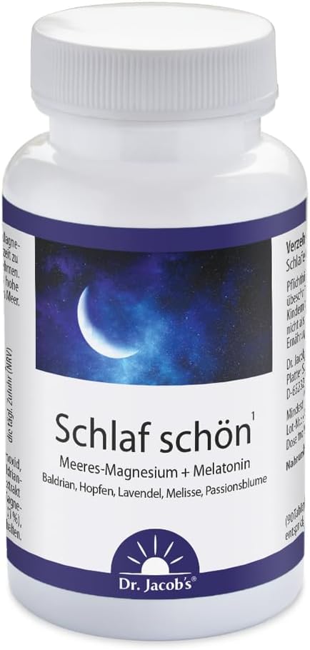 Schlaf schön¹ I für eine verkürzte Einschlafzeit¹ I mit Melatonin und natürlichem Magnesium aus dem Meer I mit 5 Pflanzenextrakten: Baldrian, Melisse, Passionsblume, Lavendel und Hopfen