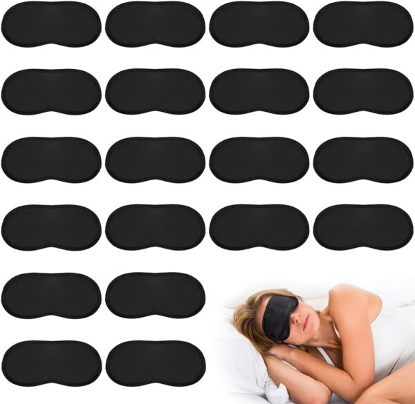 Schlafmaske 30Pcs Augenmaske Seiden Schlafmaske Augenbinde für Damen Herren, Tragbare Schlafbrille mit Gummibänder für Reisen Schichtarbeit（Schwarz）