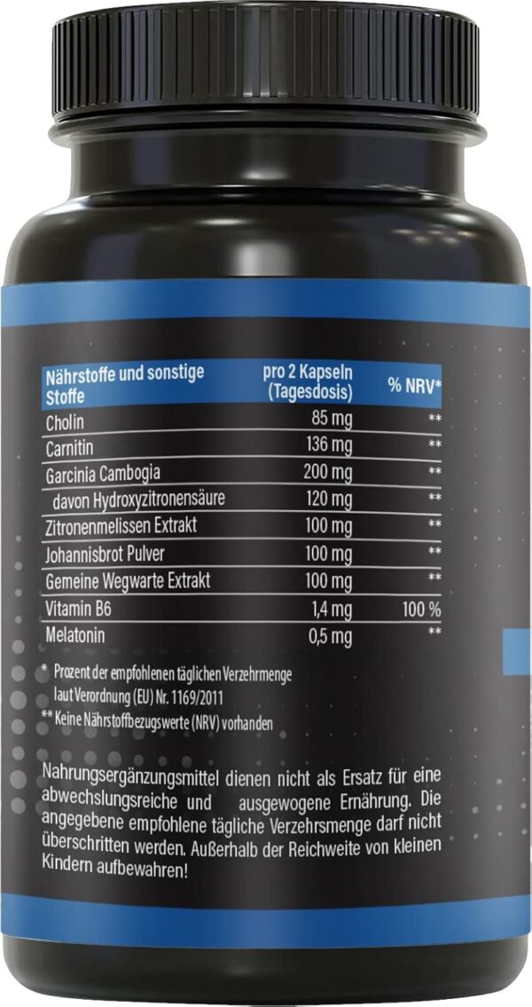 BRNR DARK BRNR Nacht-Formel mit Melatonin und L-Carnitin, Stoffwechsel-Rezeptur mit Cholin und Vitamin B6, 120 Kapseln – Bild 2