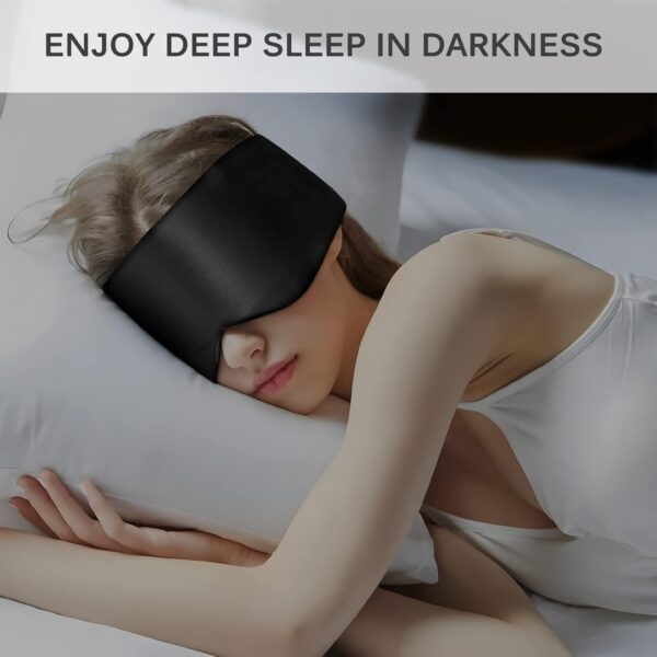 OLESILK 100% Maulbeerseide Schlafmaske Augenmaske mit verstellbarem Kopfband für Herren und Frauen, große Schlafmaske und Augenbinde für Nachtschlaf, Reisen und Nickerchen, Schwarz – Bild 7