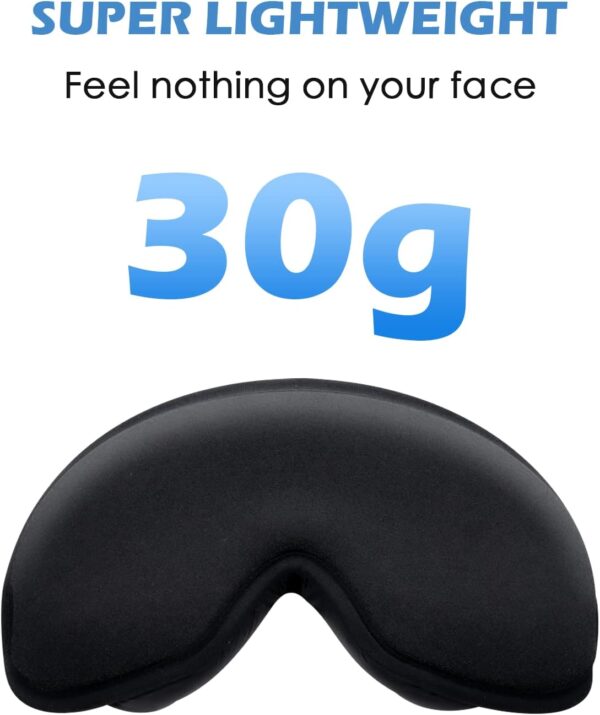 Schlafmaske für Seitenschläfer, 3D Schlafmaske für Herren, Frauen,Weiche und Atmungsaktive Augenmaske Schlafmasken,100% Lichtblockierende Schlafbrille mit Verstellbarem Riemen für Reisen – Bild 6