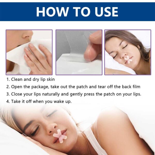 Mundpflaster Schlafen, 120 Stück Mouth Tape for Sleeping, Anti Schnarch Schlafpflaster und Mund Tape, Hilft Gegen Schnarchen und Developing the Habit of Nasal Breathing – Bild 7
