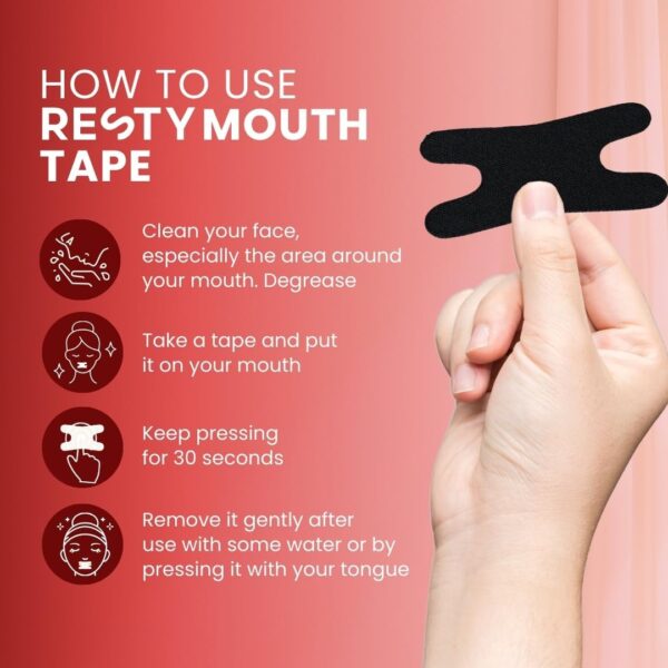 Resty® Advanced H-Shape - 72x Mundpflaster gegen Schnarchen und besser schlafen - Mouth Tape für Nasenatmung und bessere Sauerstoffversorgung des Blutes - anti schnarch - auch für Bartträger – Bild 5