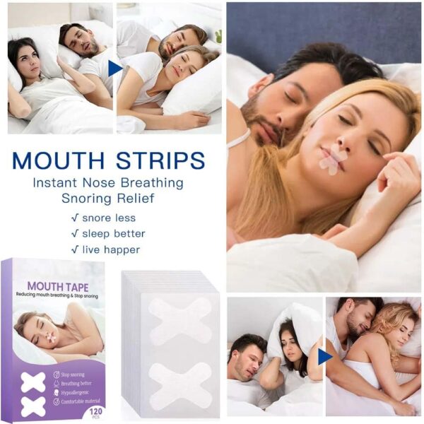 Mundpflaster Schlafen, 120 Stück Mouth Tape for Sleeping, Anti Schnarch Schlafpflaster und Mund Tape, Hilft Gegen Schnarchen und Developing the Habit of Nasal Breathing – Bild 3