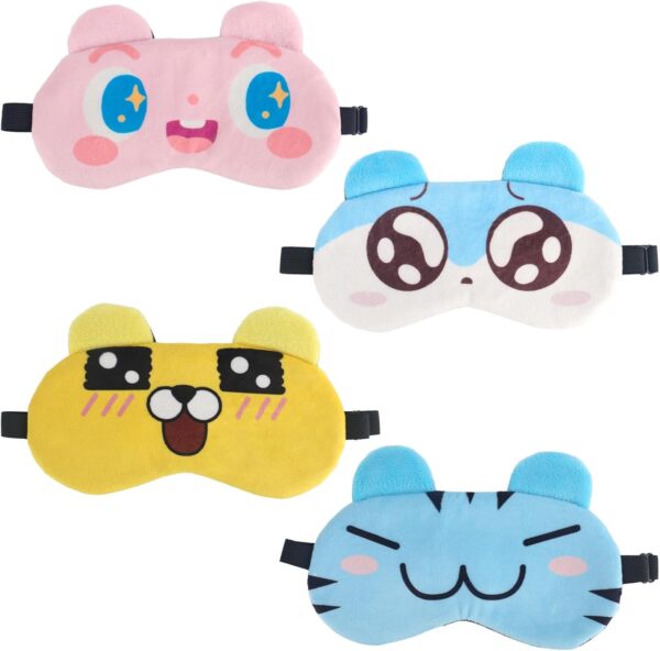 Schlafmaske für Seitenschläfer, 4 Stücke keverstellbares Gummiband Niedlichen Tier Augenmaske,Bequeme Atmungsaktive Schlafmaske für Herren Frauen,Augenbinde Schlafbrille, Lustig Weiche Schlafmaske