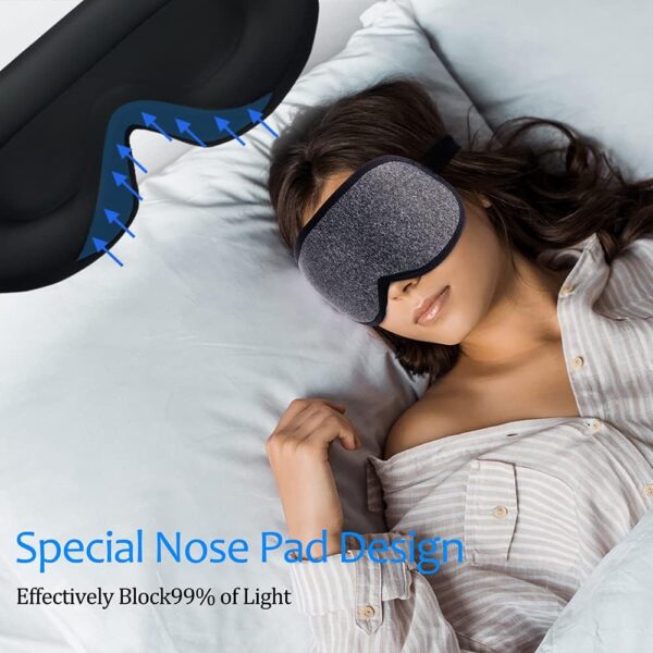 Schlafmaske Augenmaske für Frauen Herren Seide weicher Schaumstoff komfortable Schlafbrille Augenabdeckung Augenbinde in der Nacht Block Out Licht für Reisen Yoga Nap,Grau – Bild 4