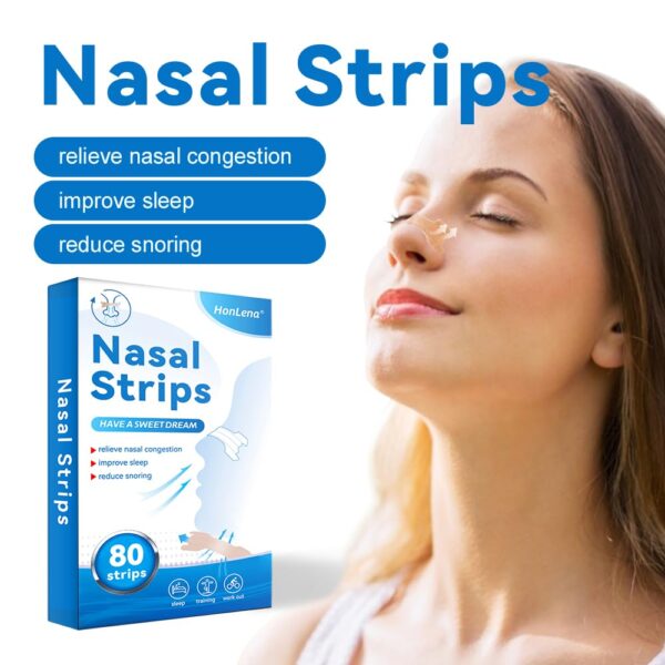Nasenpflaster Schnarchen,80 Stück Nasenpflaster Besser Atmen,Nasal Strips,Schnupfen,Allergien, Anti Schnarch Pflaster für Sport und Schlaf,Anti Schnarch Pflaster – Bild 2