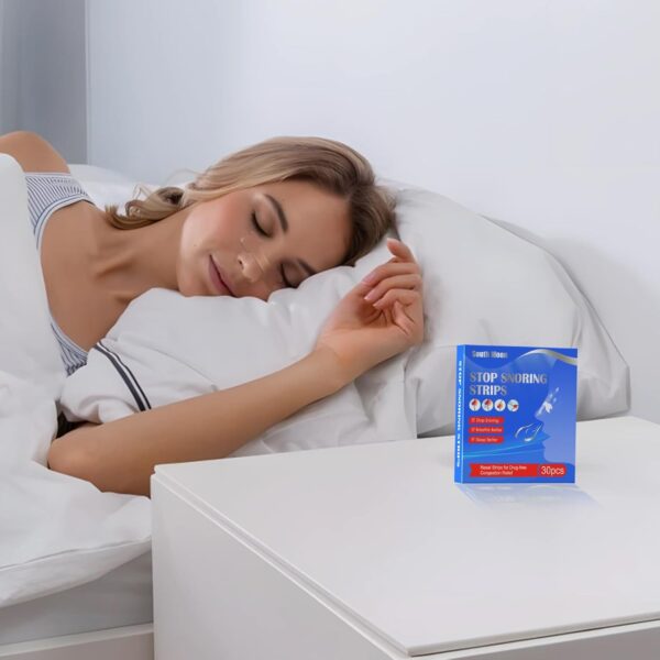 EUDUQ Nasenstrips Schnarchen,30 Stück Nasenstreifen,55x16mm Anti Schnarch Pflaster,Hochwertige Nasal Strips,Schnarchstopper Pflaster,Nasenpflaster besser atmen für Sport und Schlaf – Bild 7