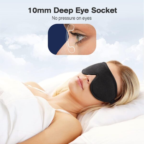 Schlafmaske für Frauen Herren, Umisleep 3D Konturierte Augenmaske, Superweich und Bequem, 100% Licht Blockierende Schlafbrille Augenbinde für Reisen, Schlaf, Schlaflosigkeit, Migräne (B-Schwarz) – Bild 4