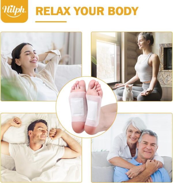 Hilph 10 Stück Detox Fußpflaster Entgiftungspflaster Füße, Detox Fußpads zu Entfernen Toxine Tiefenreinigung, Natürliche Fuß Detox Patches für Entfeuchten, Stressabbau & Tiefen Schlaf – Bild 5