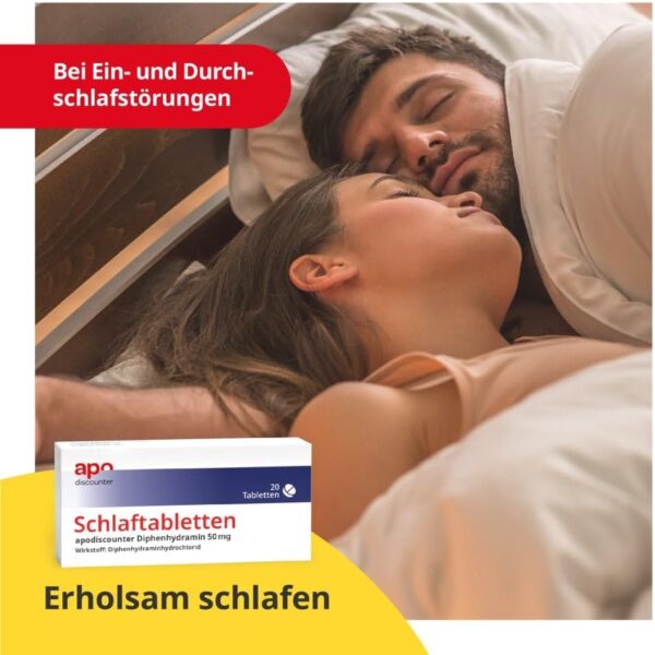 apodiscounter Schlaftabletten Diphenhydramin 50 mg - Effektive Hilfe zum Einschlafen und bei Durchschlafstörungen - 20 Stück – Bild 2
