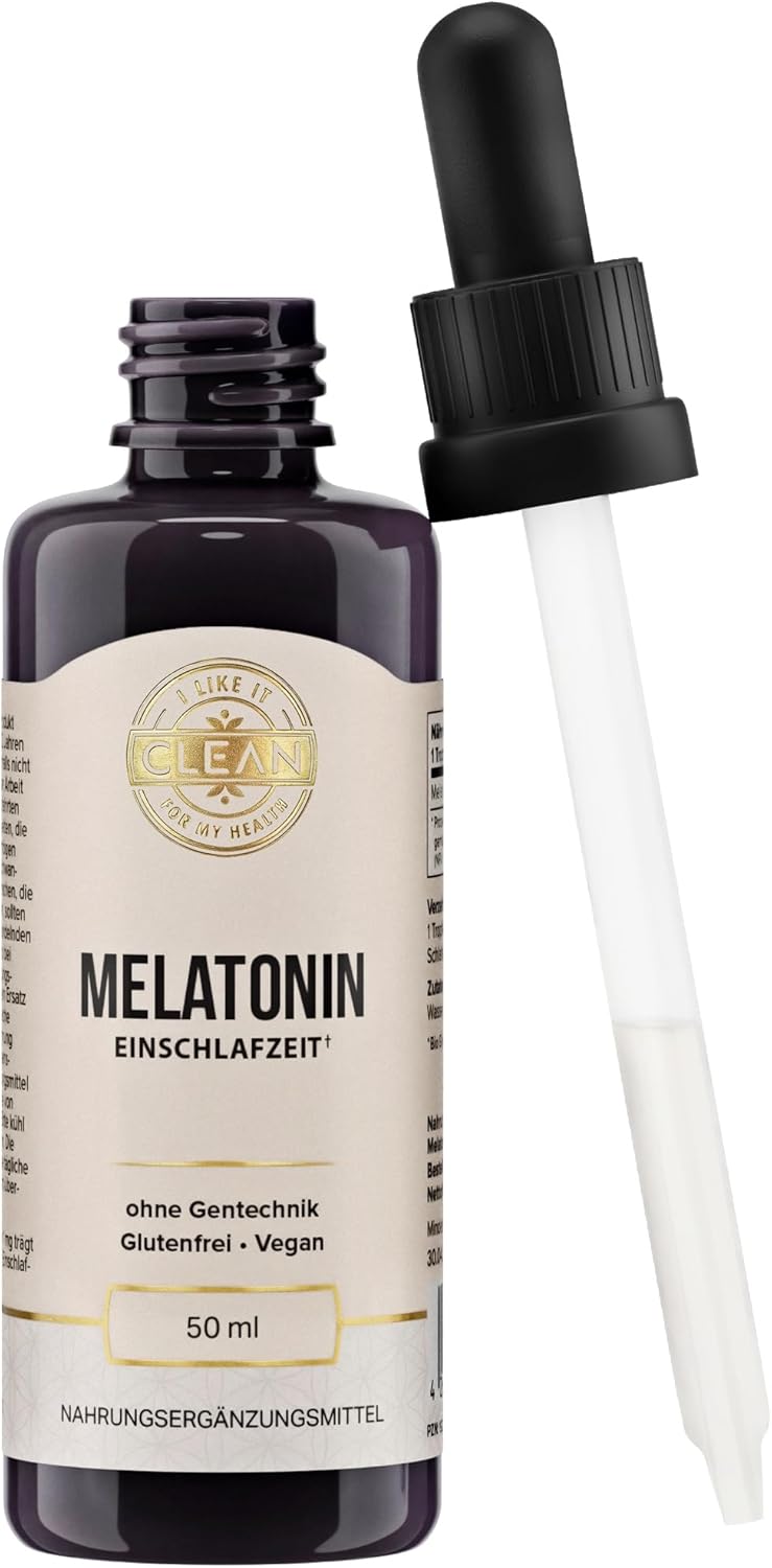 I-like-it-Clean® - Melatonin Tropfen - (50 ml) - 0,5 mg Melatonin pro Tropfen - ohne Alkohol, vegan, laborgeprüft, ohne unerwünschte Zusatzstoffe - geschmacksneutral - in Deutschland produziert