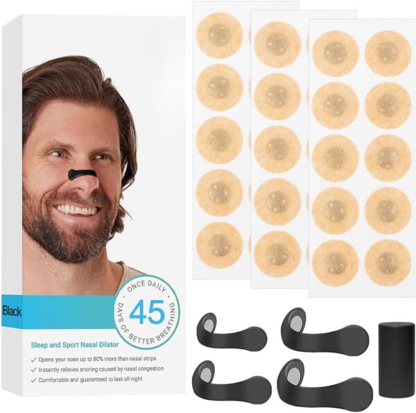 90 Stück Nasal Strips, Schwarz Breathing Nasal Strip Anti Schnarch Nose Strips Magnetischer Nasenstreifen Sicheres und Wirksames Nasenpflaster Besser Atmen Für Geschäftsreise, Reisen, Hotel