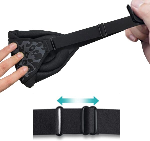 Schlafmaske für Damen Herren，100% Lichtschutz Verstellbare Schlafbrille，weiche Augenmaske aus 3D konturiertem Soft Material, Augenbinde für Reisen/Schlafen/Nickerchen (Leopardenmuster) – Bild 3