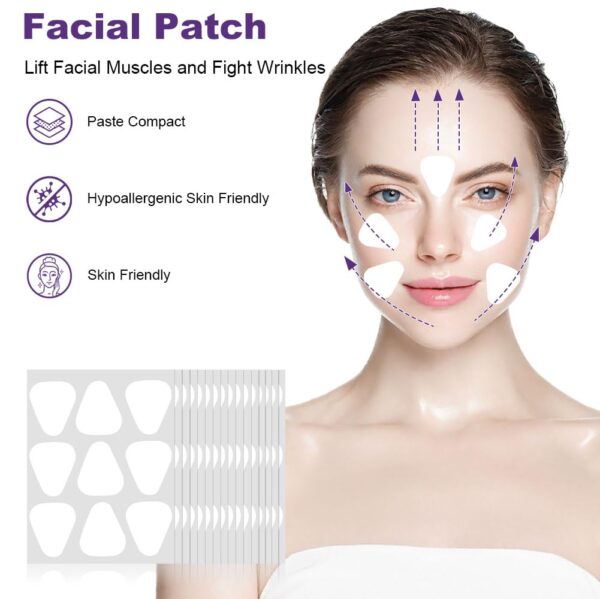 LOPHE Face Lifting Tape, 288 PCS Anti-Falten-Streifen für das Gesicht, Hautpflege-Pads zum Glätten von Augen, Mund & Stirn, Antialterung Anti-Falten-Pflaster Behandlung für Lifting über Nacht – Bild 3