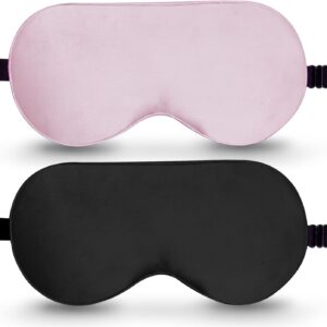 Seiden-Schlafmaske, 2er-Pack Augenmaske aus 100% echter natürlicher reiner Seide mit verstellbarem Riemen, Augenmaske zum Schlafen, BeeVines Augen-Schlafschutz für Yoga-Reisen, blockiert Licht