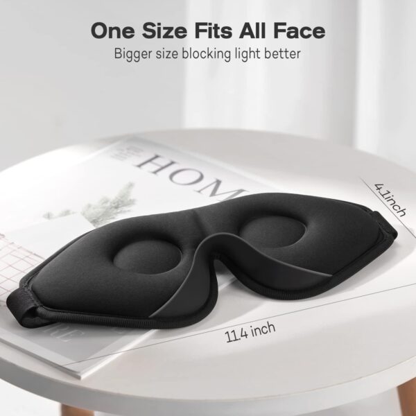 Schlafmaske für Frauen Herren, Umisleep 3D Konturierte Augenmaske, Superweich und Bequem, 100% Licht Blockierende Schlafbrille Augenbinde für Reisen, Schlaf, Schlaflosigkeit, Migräne (B-Schwarz) – Bild 3
