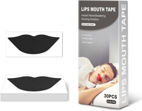 Mouth Tape for Sleeping,30 Stück Big Size Smiles Hypoallergene Klebebänder, Schlaf-Mund-Klebeband zur Verbesserung des Nachtschlafs, starke Haftung, schmerzfreie Entfernung