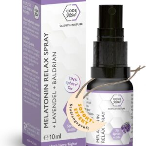 CODE VITAL® Melatonin RELAX Spray | Studiengeprüft an deutschen Universitäten | Mit Booster-Schlaf-Technologie | Hochdosiert | Qualität aus Deutschland | 10 ml 70 Anwendungen