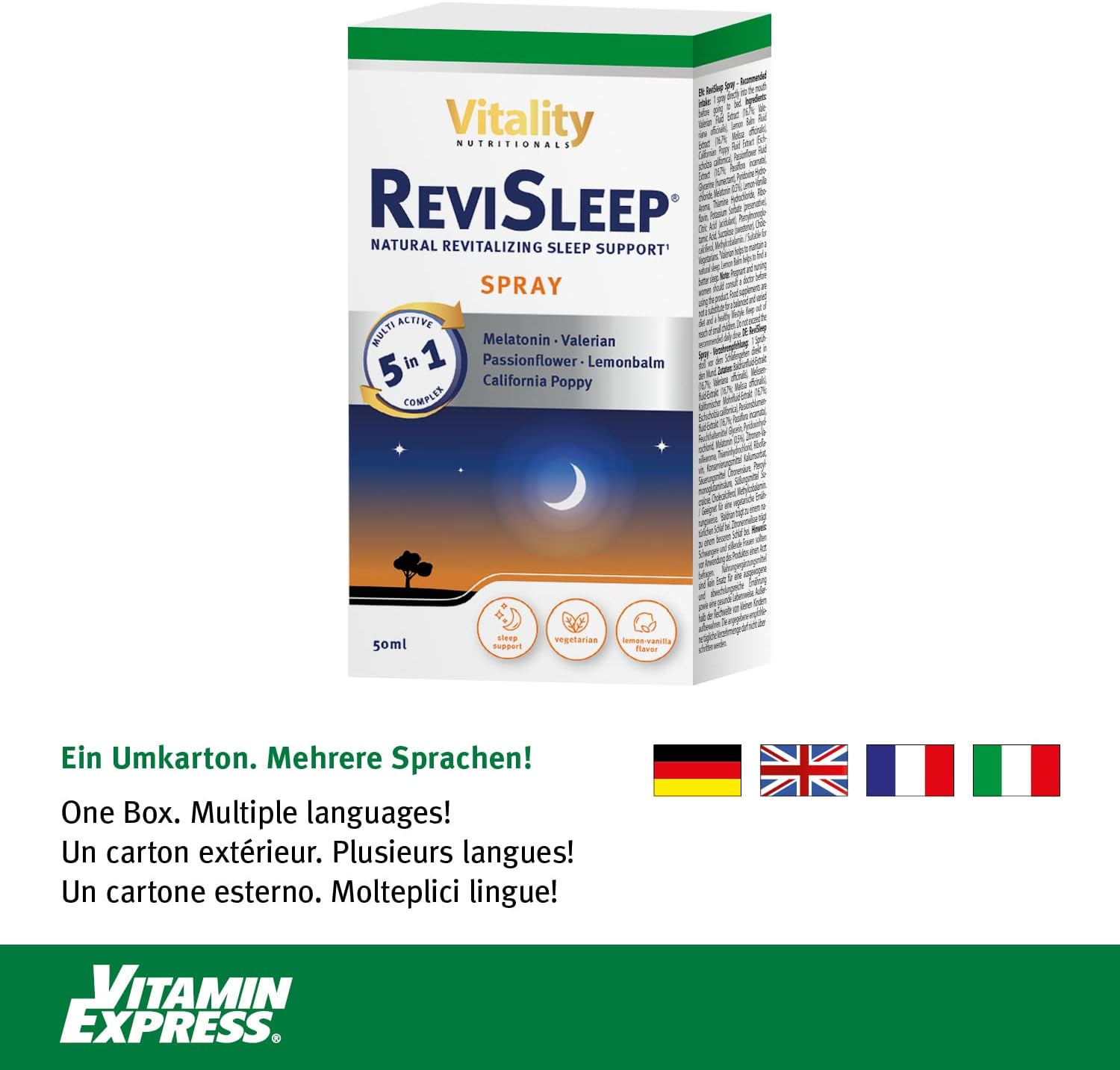 Melatonin Hochdosiert I Melatonin Spray Vegan & Alkoholfrei mit Baldrian, Melisse, Vitamin B6, Vitamin B1 I ReviSleep Spray Vitality Nutritionals by VitaminExpress – Bild 2