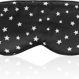 Seiden-Schlafmaske Augenmaske aus Reiner Seide mit Verstellbarem Riemen Verdunkelung Schlafbrille Bequeme Weiche Augenmaske Schlafhilfe Augenbinde für Schlafqualität Licht Blockieren Goldene Sterne