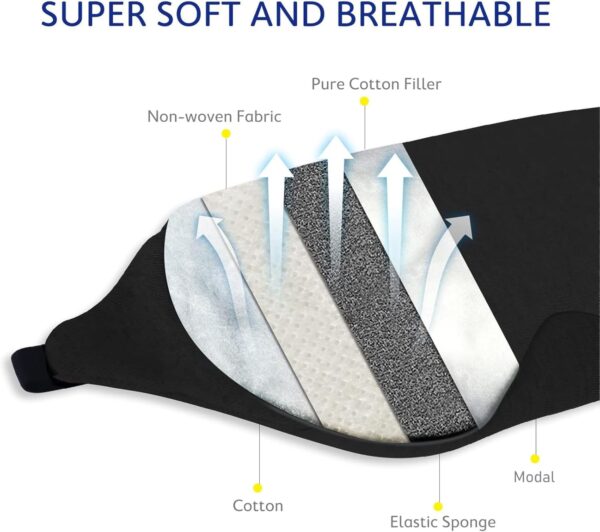 Mavogel Schlafmaske aus Baumwolle – aktualisiertes Design, lichtblockierende Augenmaske, weich und bequem, Schlafbrille für Herren und Frauen, für unterwegs, Schichtarbeit, inklusive Reisetasche – Bild 4
