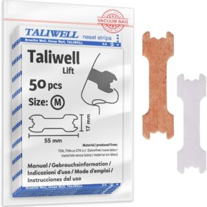 Taliwell Nasenpflaster 50 Stück M Medium, Besser Atmen beim Schlafen, Sport, Schnupfen, Nasenstrips gegen Schnarchen, Anti-Schnarch-Pflaster Stopper
