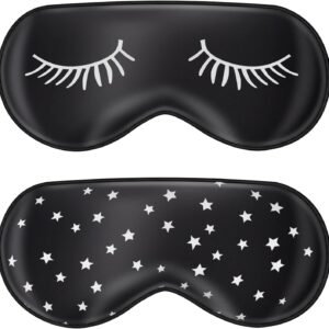 Fuyamp Schlafmaske Licht Blockierende Nachtmaske 2 Stücke Seiden Augenmaske für Herren Frauen Kinder Weiche Augenmaske Verstellbaren Bändern Augenbinde Schwarze Augenabdeckungen(Seiden Stern)