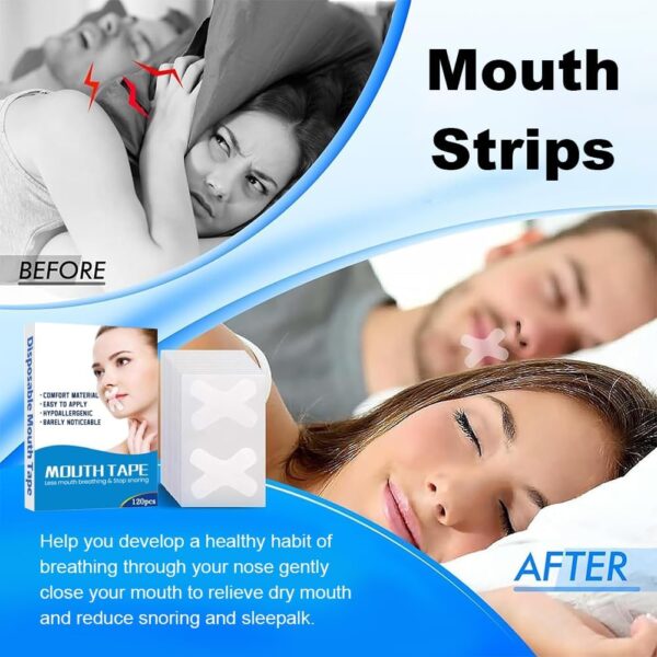 120PCS Mouth Tape,Mouth Tape for Sleeping,Schlaf Tape,Schnarchpflaster,Anti Schnarch Pflaster,Mund Tape Schlaf,Mundpflaster,Verbessern Sie Die Schlafqualität Weniger Mundatmung und Schnarchen – Bild 6