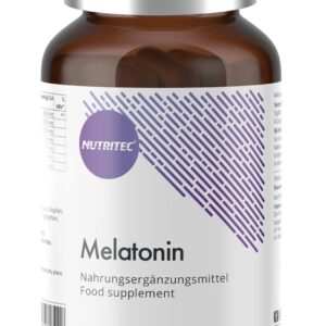 Nutritec Melatonin Kapseln, 90 Stück, 0,5 mg Melatonin pro Kapsel, hochdosiert, mit Lavendel, Passionsblumenkraut, Melissenblätter Pulver, Hopfen, L-Ornithin und L-Tryptophan