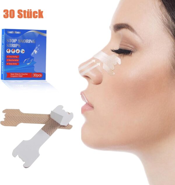 EUDUQ Nasenstrips Schnarchen,30 Stück Nasenstreifen,55x16mm Anti Schnarch Pflaster,Hochwertige Nasal Strips,Schnarchstopper Pflaster,Nasenpflaster besser atmen für Sport und Schlaf – Bild 3
