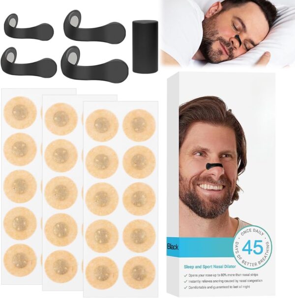 90 Stück Nasal Strips, Schwarz Breathing Nasal Strip Anti Schnarch Nose Strips Magnetischer Nasenstreifen Sicheres und Wirksames Nasenpflaster Besser Atmen Für Geschäftsreise, Reisen, Hotel – Bild 8