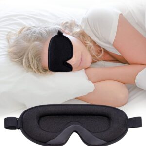 Schlafmaske für Seitenschläfer, 3D Schlafmaske für Herren, Frauen,Weiche und Atmungsaktive Augenmaske Schlafmasken,100% Lichtblockierende Schlafbrille mit Verstellbarem Riemen für Reisen