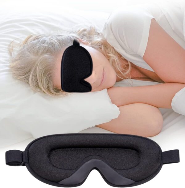 Schlafmaske für Seitenschläfer, 3D Schlafmaske für Herren, Frauen,Weiche und Atmungsaktive Augenmaske Schlafmasken,100% Lichtblockierende Schlafbrille mit Verstellbarem Riemen für Reisen